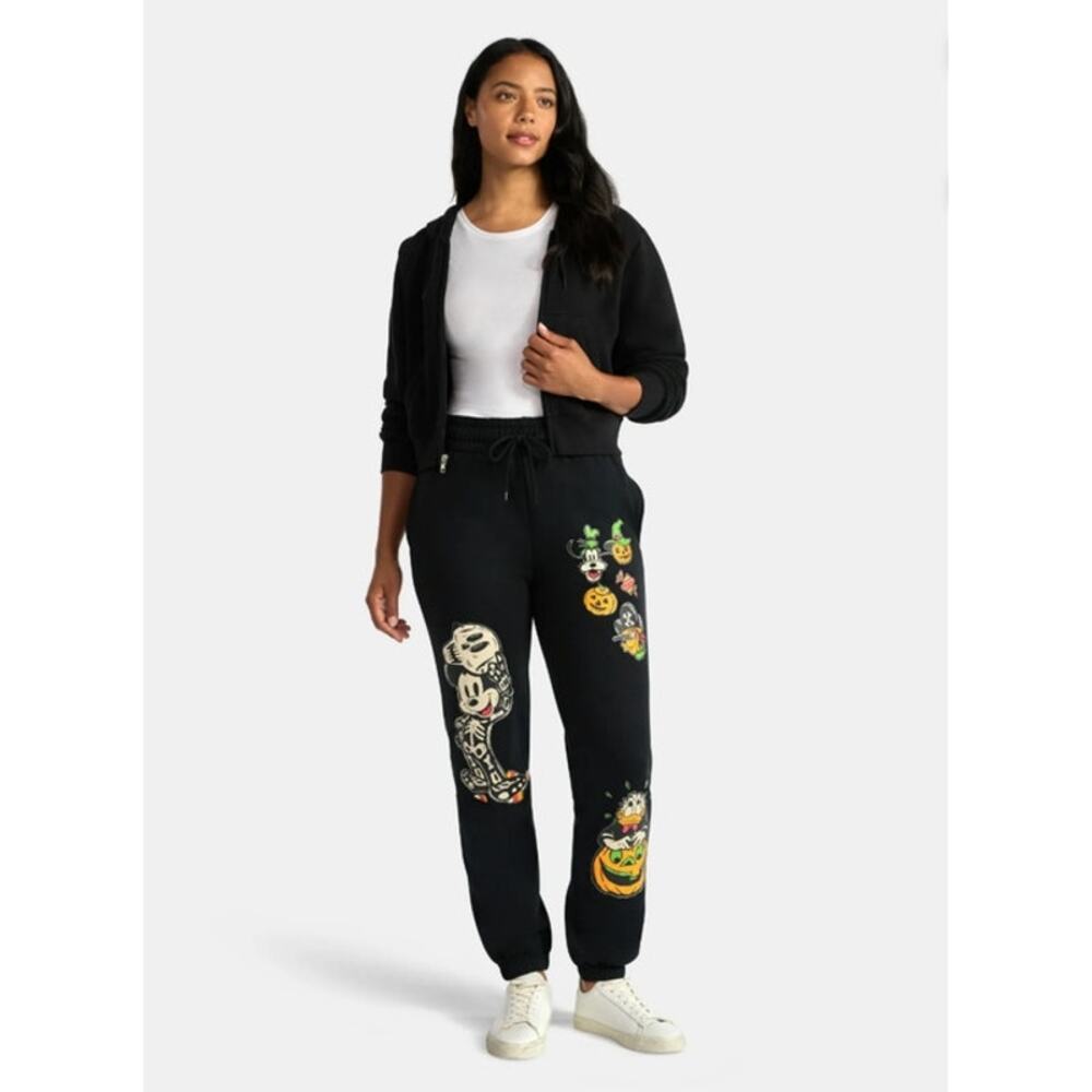Disney Mickey and Friends Womens Halloween Graphic Jogger Pants Size XXS (0) NEW